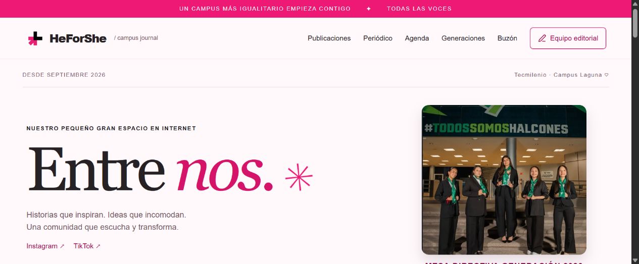 Vista de Entre nos, plataforma de HeForShe Laguna
